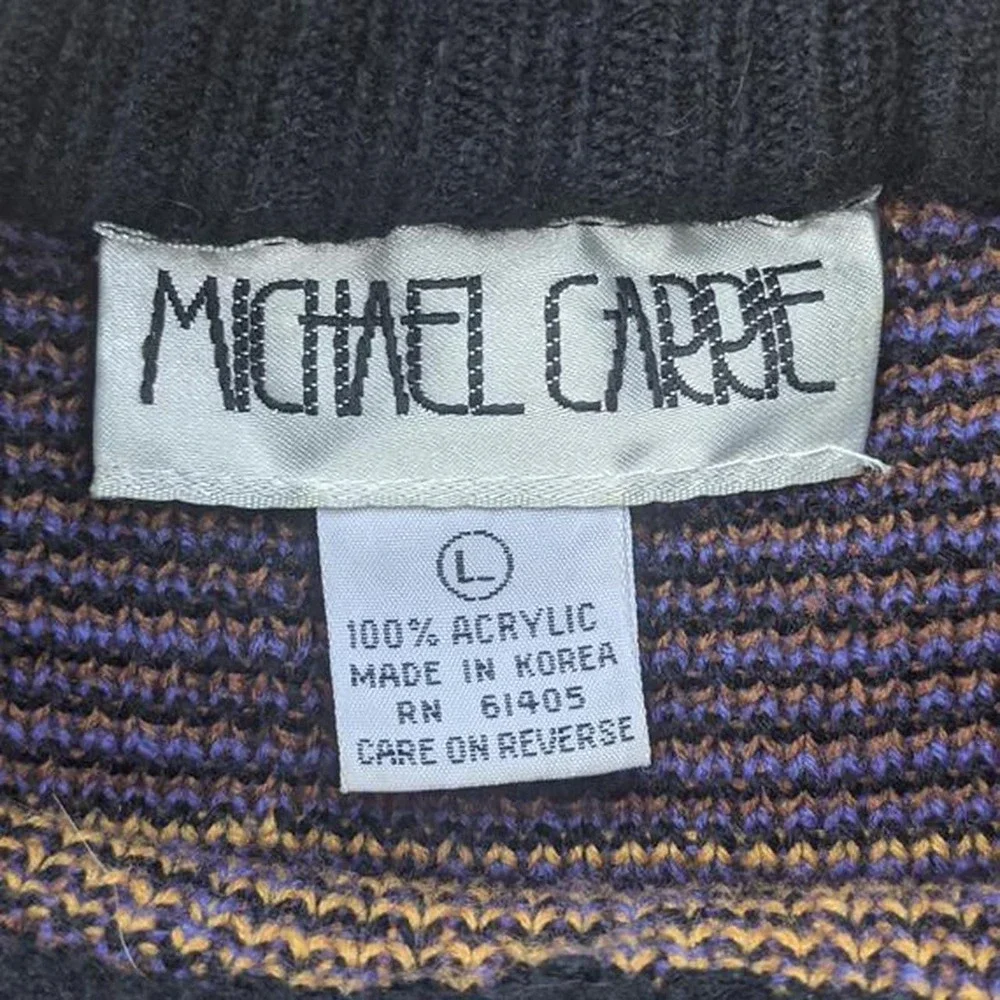 Vintage 80s Michael Carrie aztec funky Sweater Mock Neck Size‎ Large